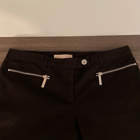 MICHAEL Michael Kors Black Straight Leg Ankle Silver Zippered Staple Pants - Picture 3 of 12